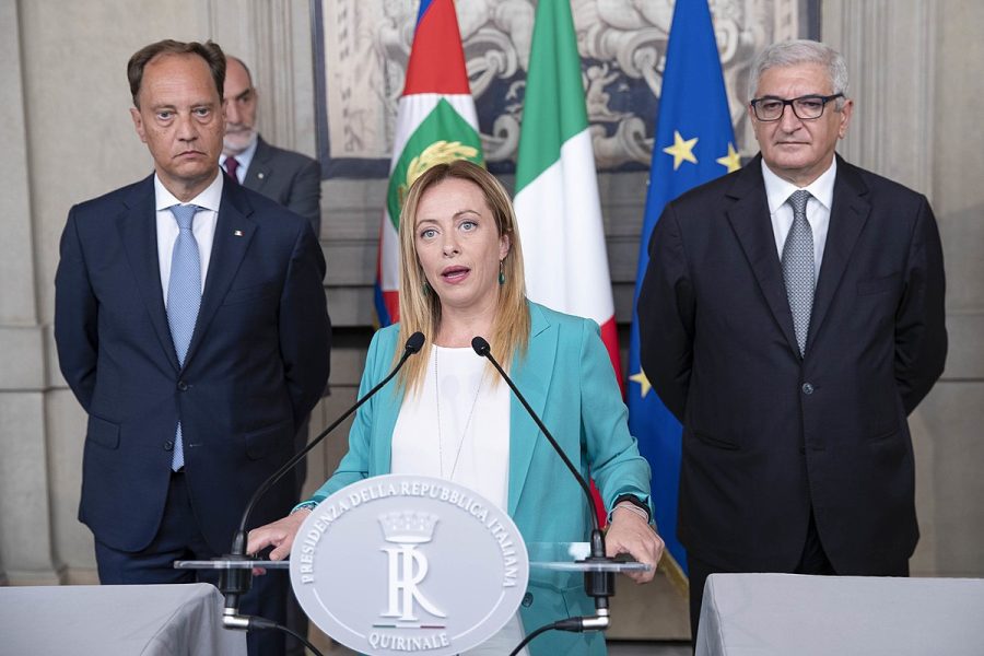 Italian+Prime+Minister+Giorgia+Meloni+speaks+during+a+consultation+for+the+Brothers+of+Italy+party+at+the+Quirinal+Palace+in+Italy+on+Aug.+22%2C+2019.