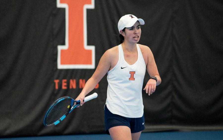 Junior Kate Duong competes in her singles match against Illinois State on Feb. 6. Duong and senior Ashley Yeah competed in the ITA All-American Championships this past weekend. 