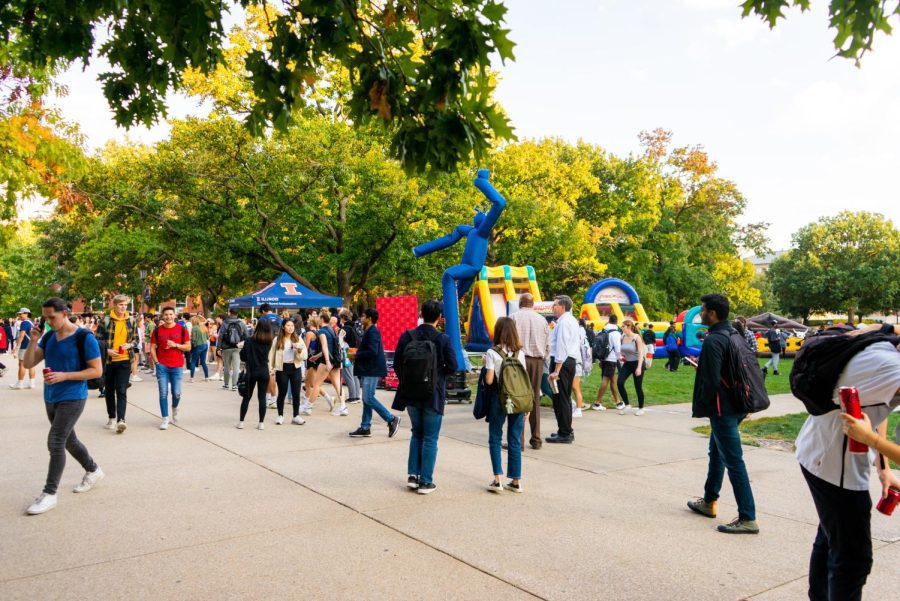  Students flood the Main Quad for the Illini Union’s Homecoming Party on Oct. 10. 