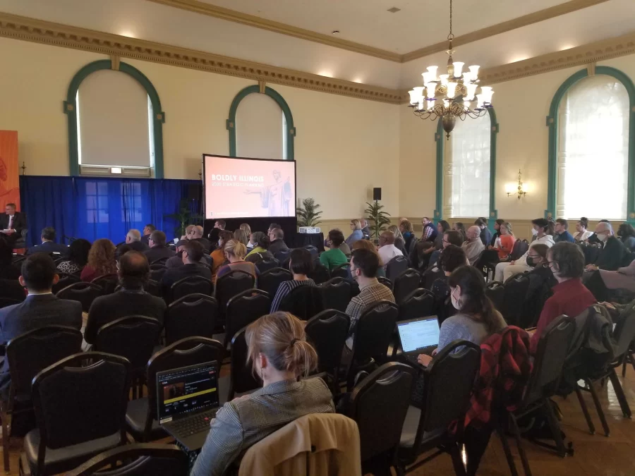 People begin to get seated for Chancellor Jones “Boldly Illinois 2030 Strategic Planning Summit on Thursday at the Illini Union. 