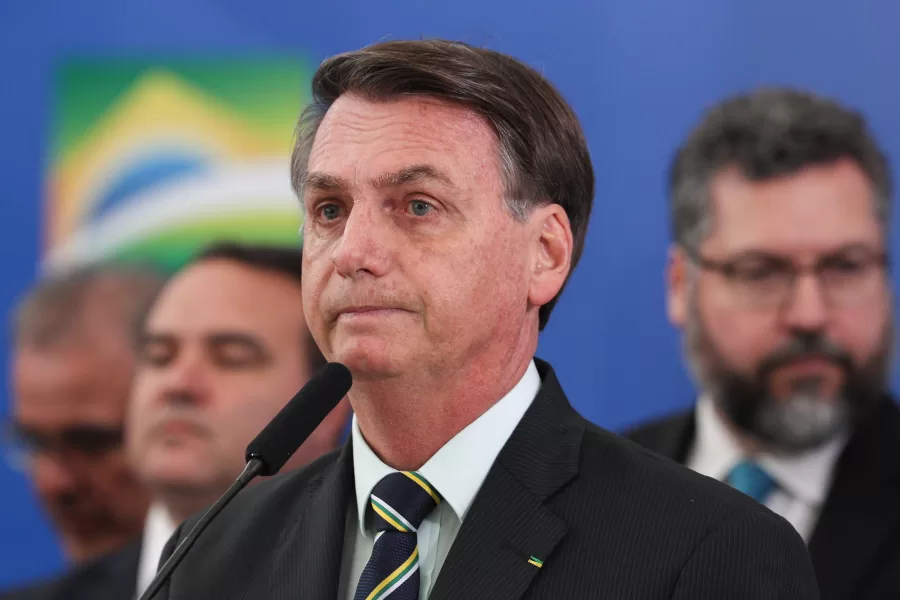 Brazilian president Jair Bolsonaro makes a statement on April 24, 2020. 