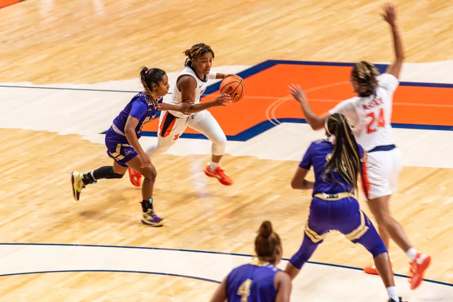 Guard Marika Cook rushes the court to make a play during a game against Alcorn on Nov. 13.
Cook managed to give the Illini a lead with layups during the match against Butler on Sunday resulting in  a win for the Illini.