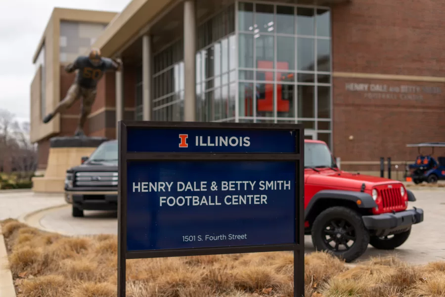 The Henry Dale and Betty Smith Football Center is located at the corner of South Fourth Street and Peabody Drive. The facility houses a strength and conditioning complex and a grand lobby, among other amenities. 