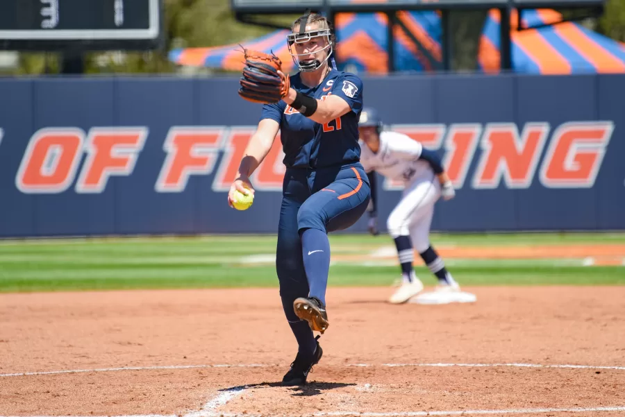 Current+fifth-year+senior+Sydney+Sickels+pitches+against+Penn+State+on+May+7%2C+2022.+Last+season%2C+Sickels+led+the+Illini+in+innings+pitched+and+ERA%2C+creating+a+hopeful+outlook+for+this+season.