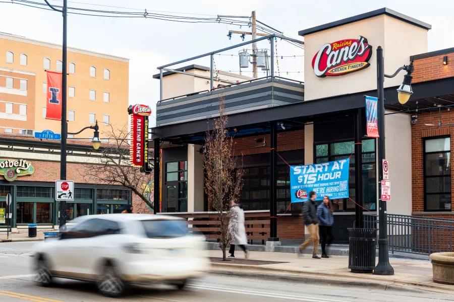At the corner of E. Green Street and S. Fifth Street, Raising Canes is set to open at the end of February, according to Jason Zwerin, vice president of company restaurants.