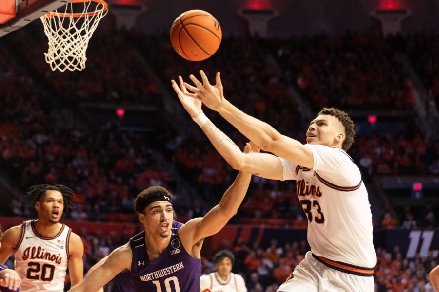 Forward+Coleman+Hawkins+after+a+missed+shot+by+the+Illini+during+the+first+half+of+Thursday+nights+game+against+Northwestern.%0AStruggling+with+offense%2C+the+Illini+fell+to+Ohio+State+on+Sunday.+