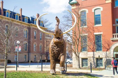 A statue of a mammoth was recently installed on the south end of the Natural History Building.