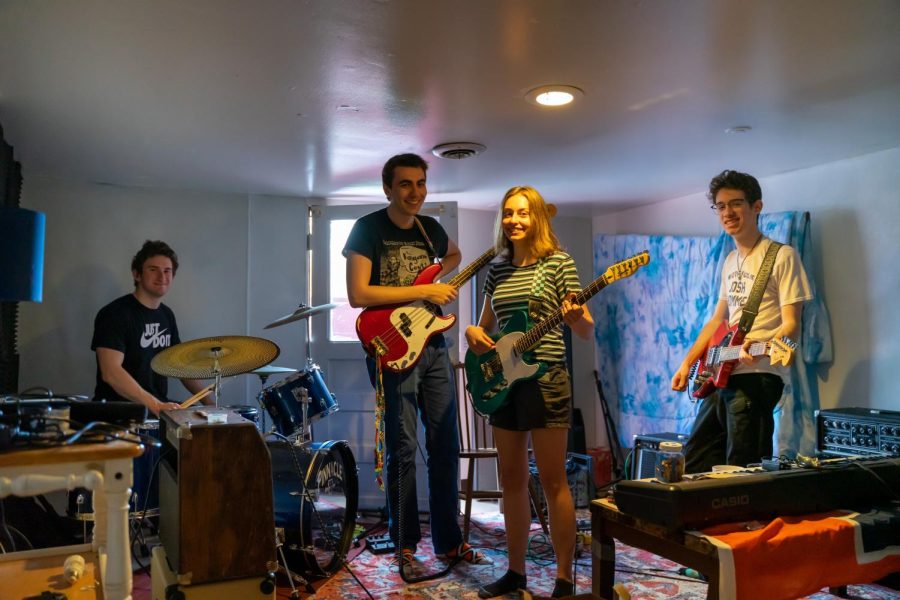 Leah Tritabaugh, sophomore in LAS, performs with her band, Bum Rush, on April 14.