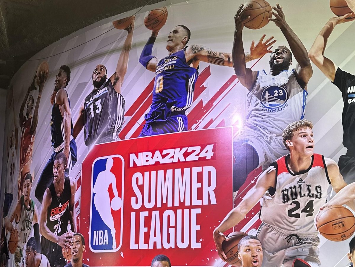 Promotional material for the NBA 2K24 Summer League located inside the concourse of host UNLVs Thomas and Mack Center. 