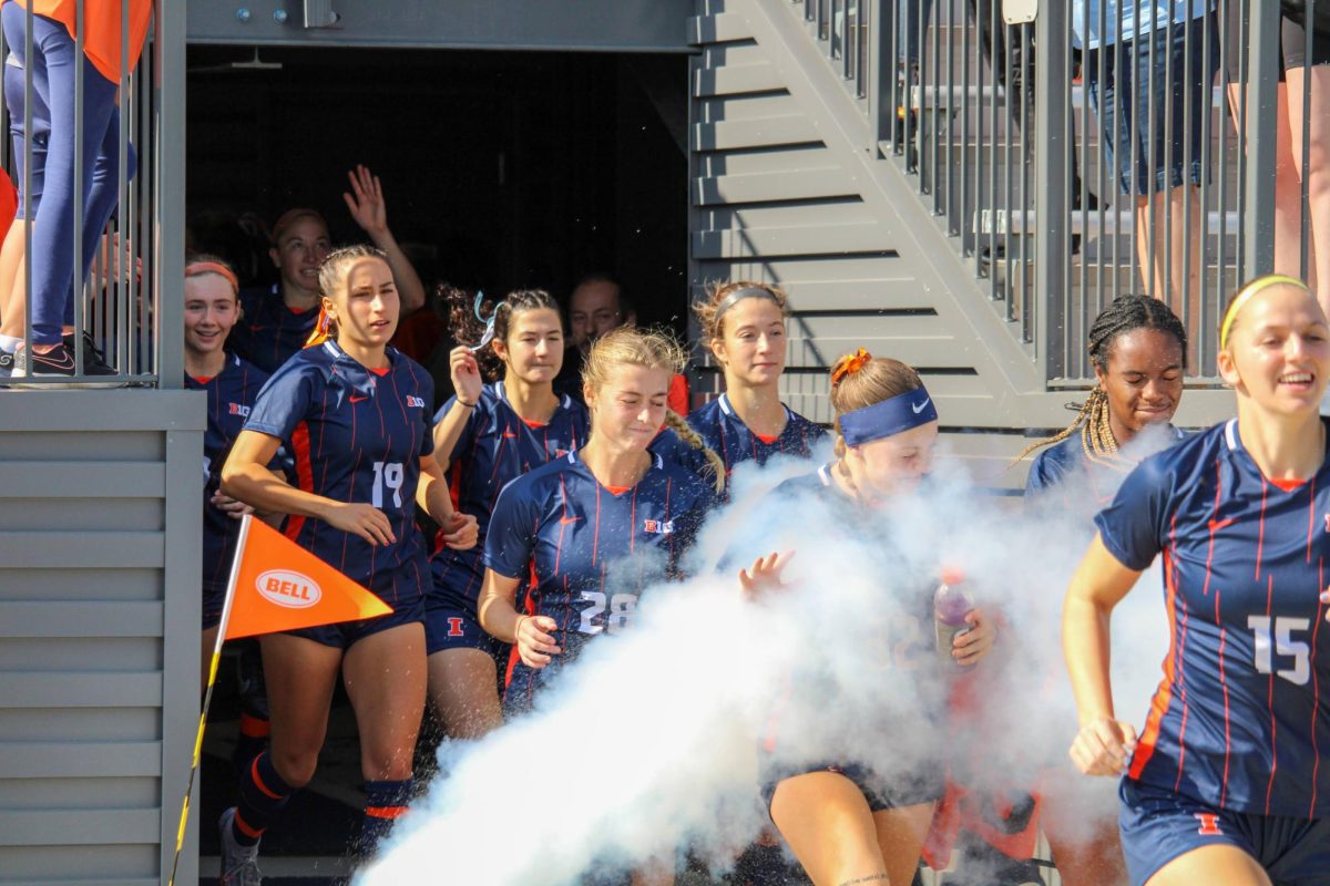 The Illini rush to the field to face off against Minnesota on Oct. 23, 2022.
On Thursday the Illini had a tight game against Xavier which ended in a 1-0 victory for the Illini.