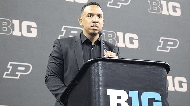 Purdue Football Coach Ryan Walters speaks at 2023 Big Ten Media Day in Indianapolis.
Walters, former defensive coordinator for Illinois tactics takes down the Illini on Saturday.
