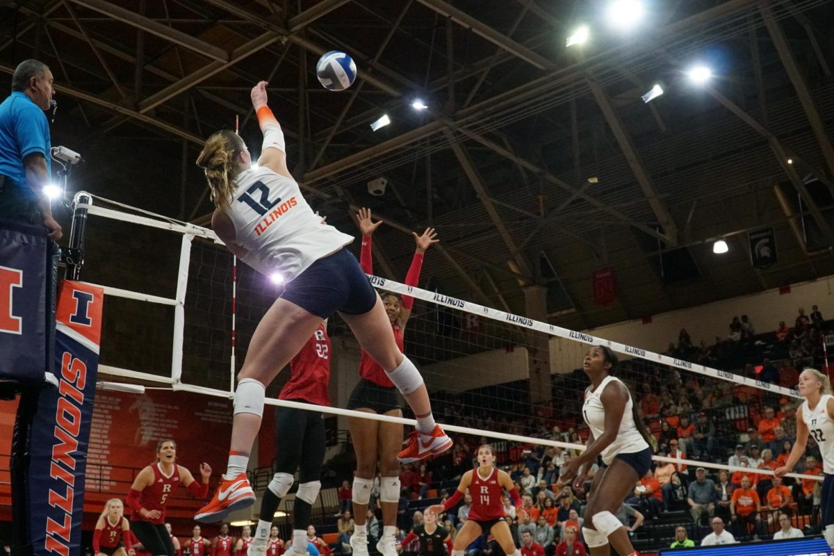 Senior outside hitter Raina Terry first set  against Rutgers on Oct. 15. 
Illinois will be up against Rutgers in Huff Hall Wednesday.