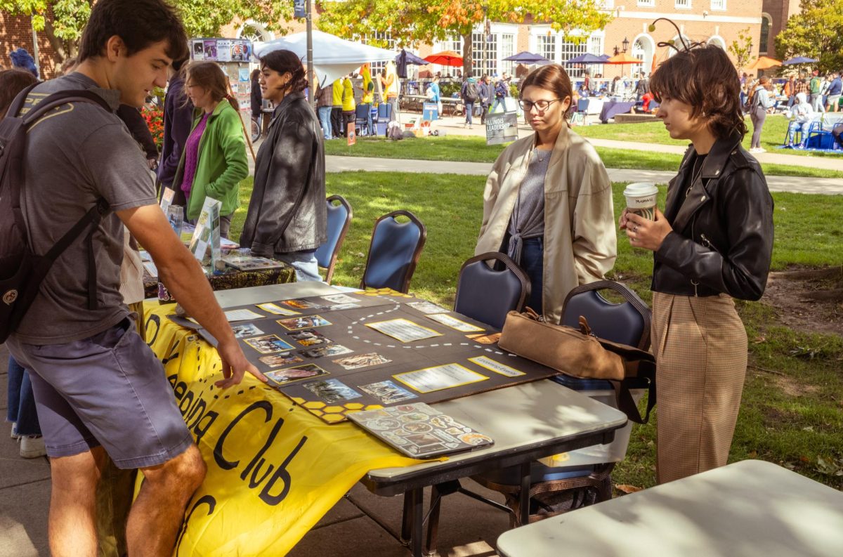 Beekeeping Club booths on the main quad during the Green Quad Day on Wednesday. 