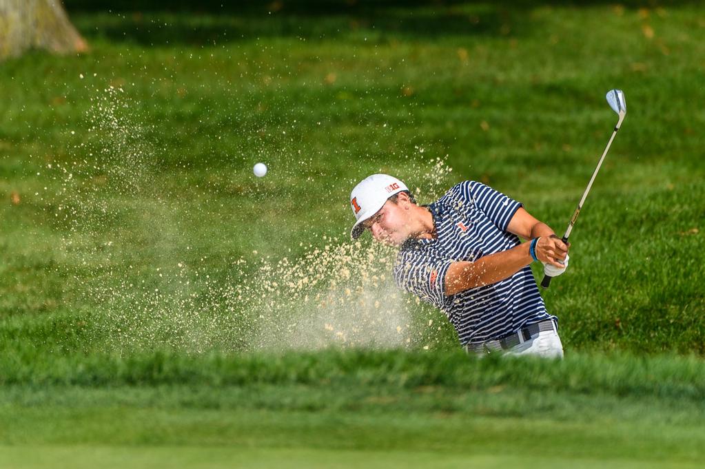 Junior Jackson Buchanan strikes the ball at Olympia Fields in round one of the Fighting Illini Invitational on Sept. 15. 