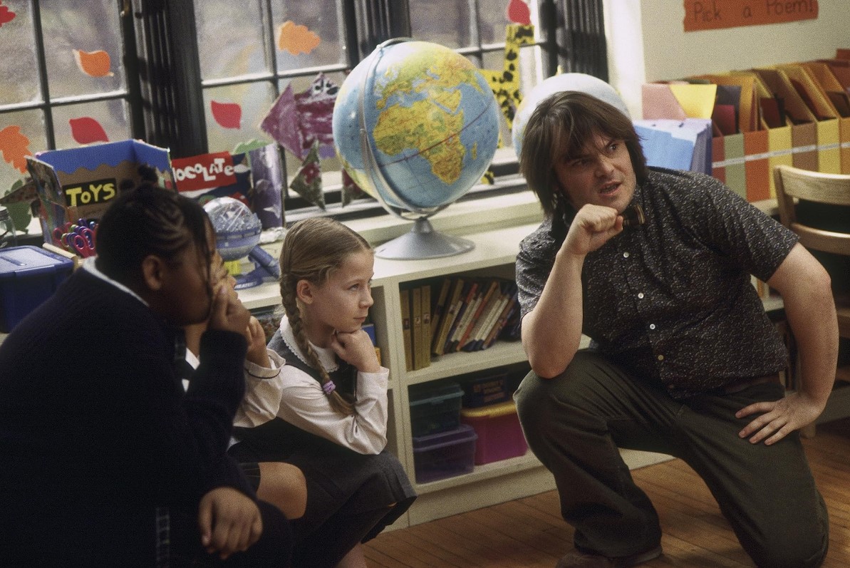 Maryam Hassan, Caitlin Hale and Jack Black in “School of Rock.