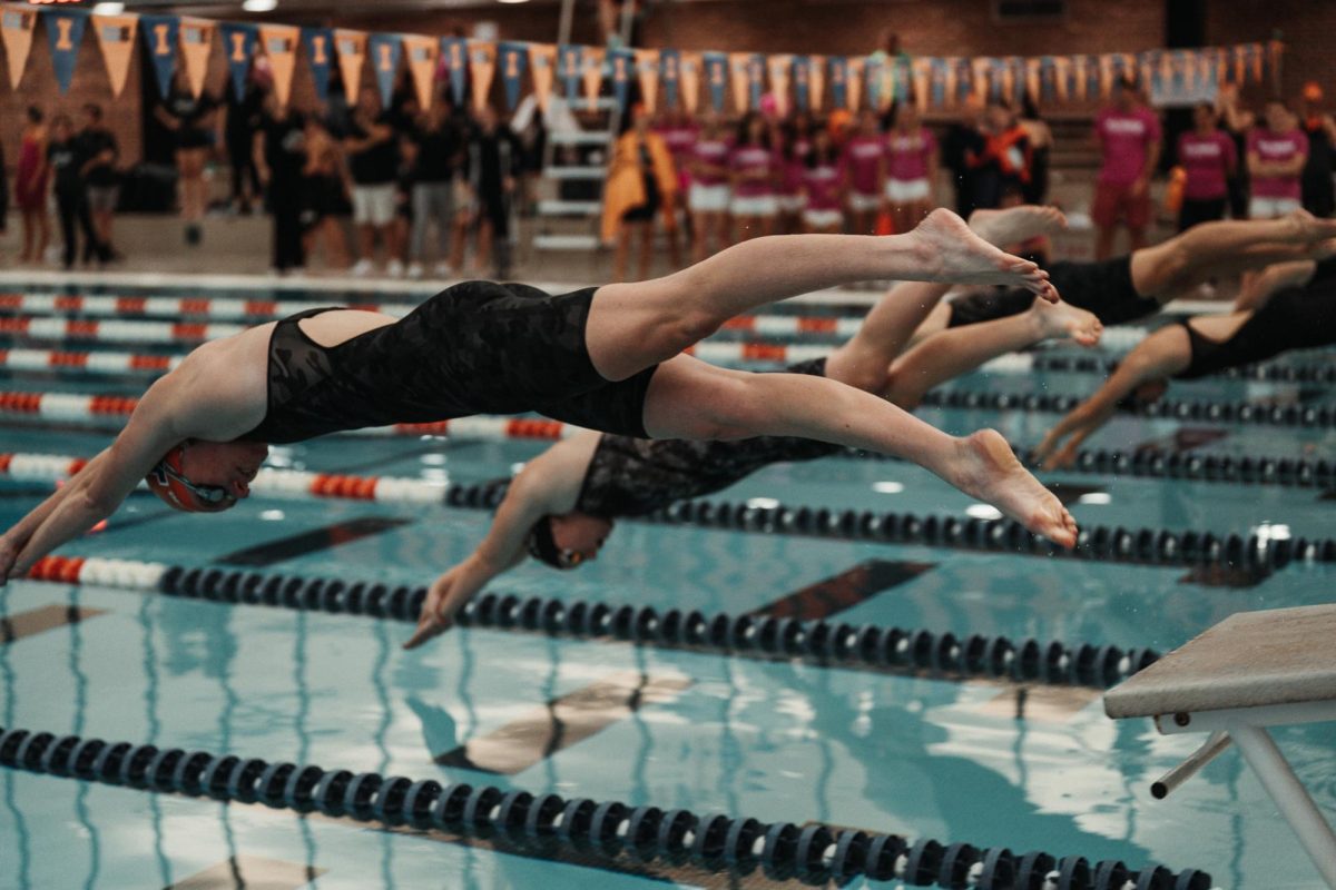 Illinois swim and dive starts the race at the ARC pool against Vanderbilt yesterday. 