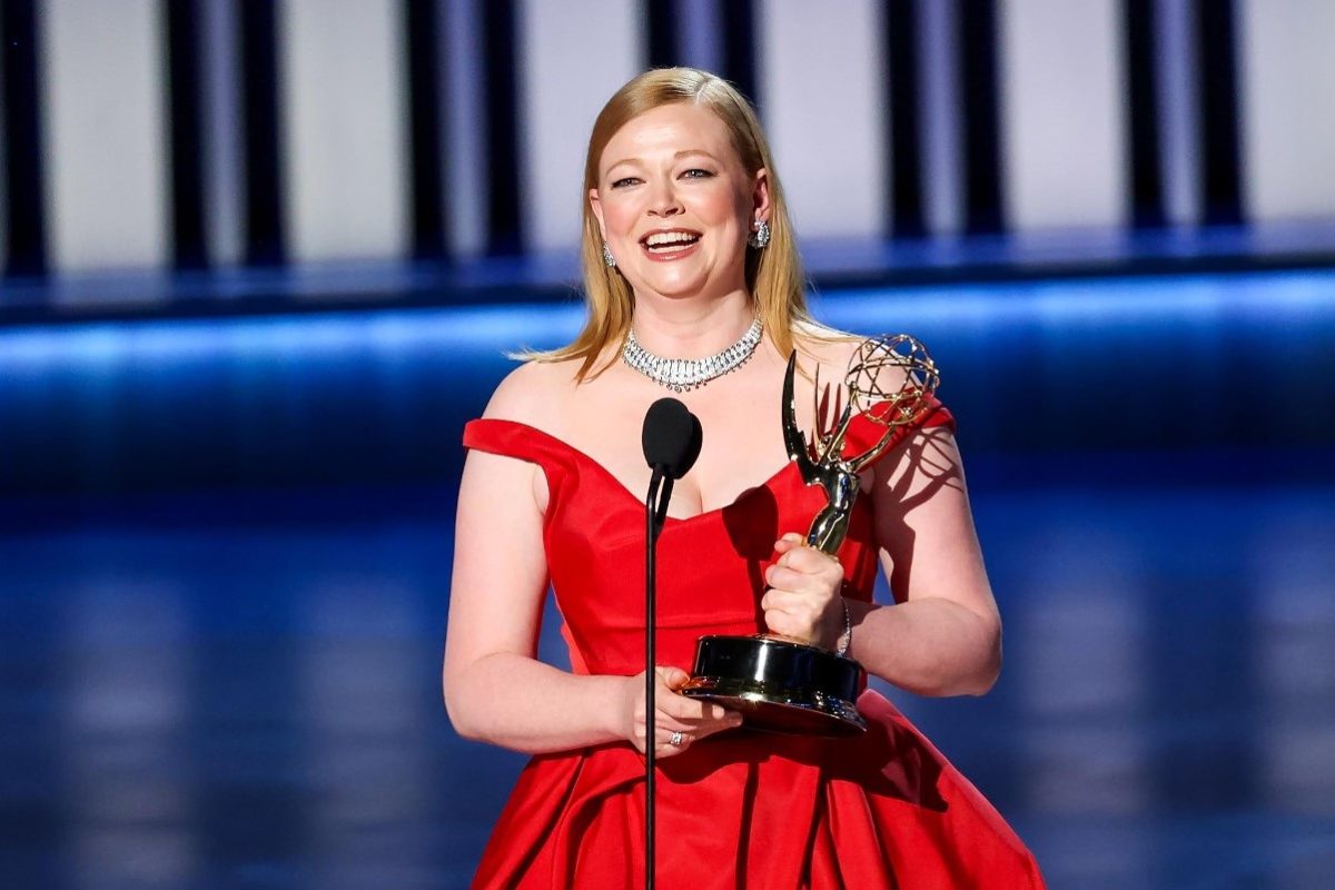 Sarah Snook wins an Emmy for lead actress in a drama series during The 75th Primetime Emmy Awards on Monday.