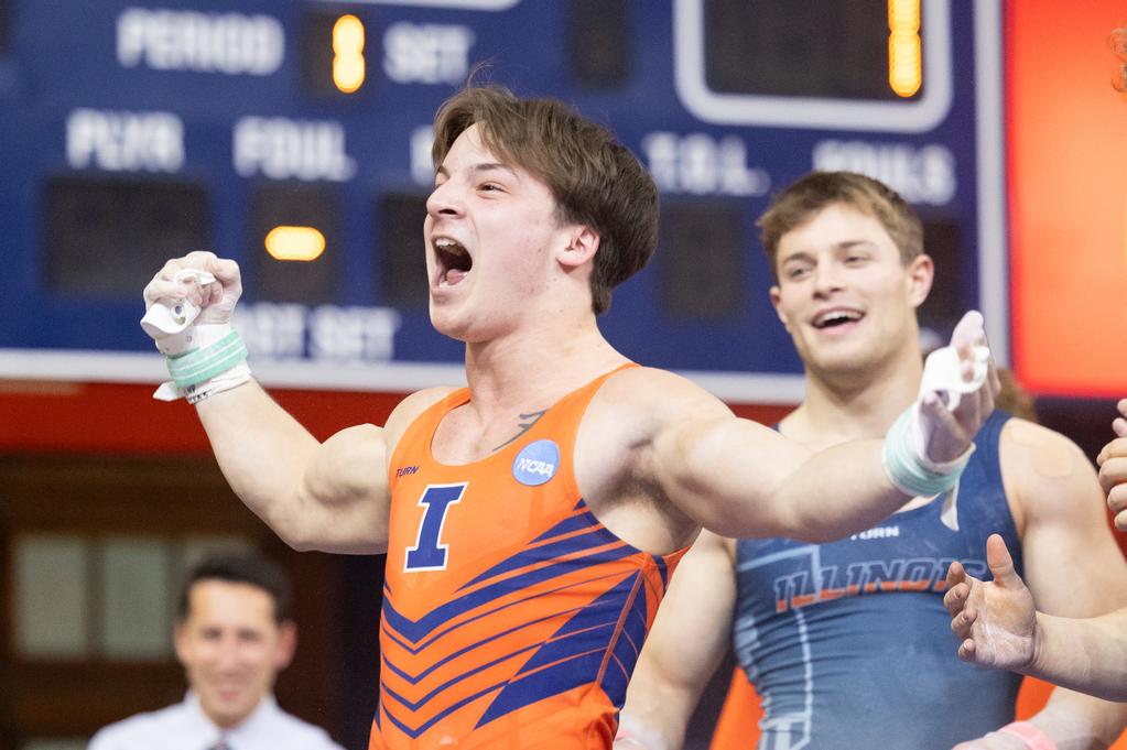 Senior Ashton Anaya during the Orange and Blue meet at Huff Hall in Champaign, IL. Photo By Jenny Butler.