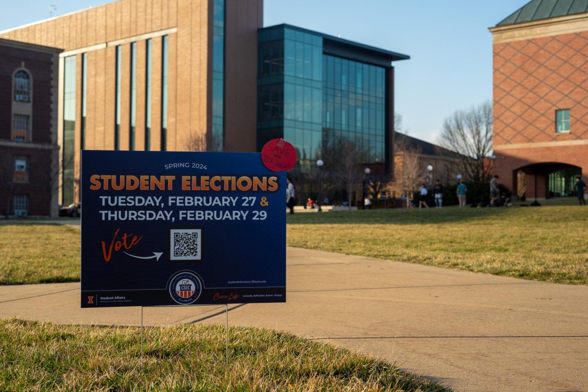 Signs notifying University students to vote were placed all around campus. Voting is held on Feb. 27 and Feb. 29.