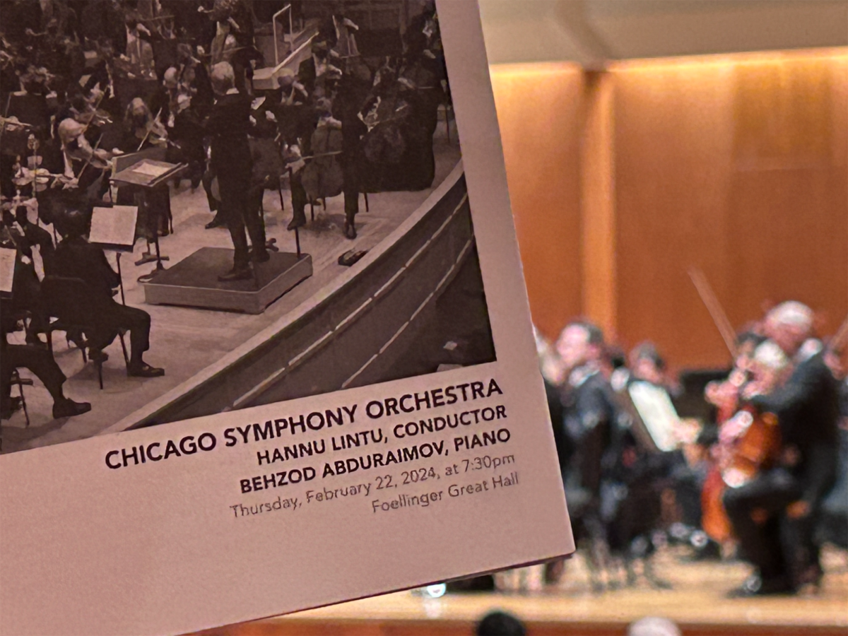 The Chicago Symphony Orchestra pamphlet for its performance at Foellinger Great Hall at the Krannert Center for the Performing Arts on Thursday. 