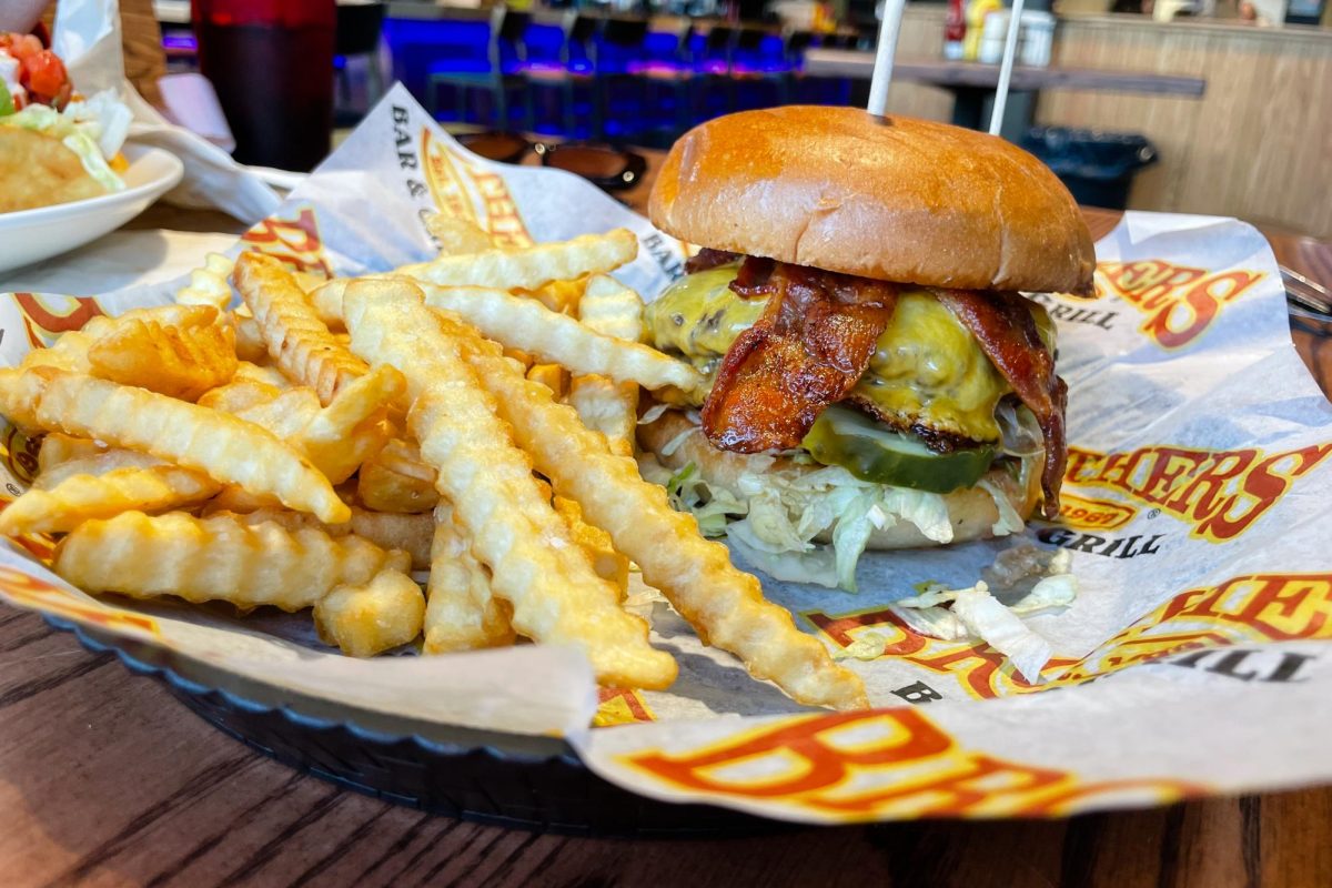 Brother Bar & Grill bacon cheeseburger with crinkle cut fries.