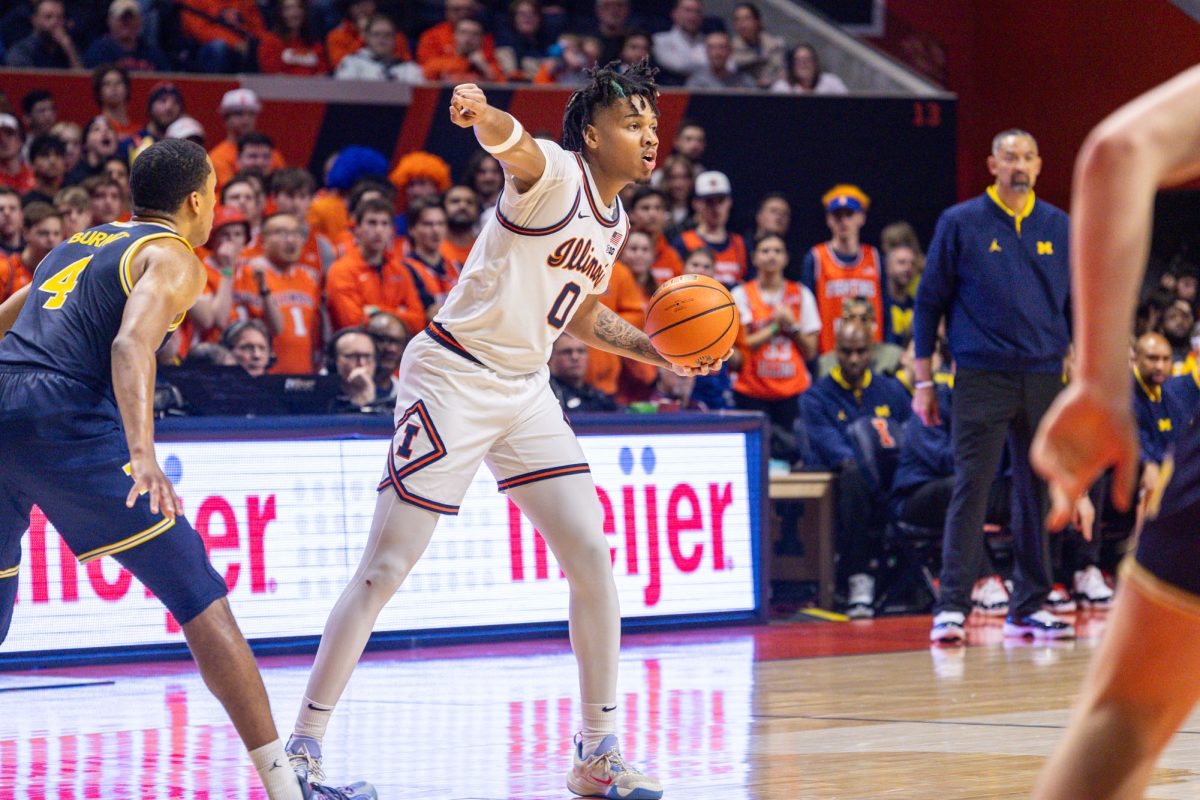 Fifth-year Terrence Shannon Jr. directs the Illini offense against Michigan on Feb. 13. Shannon led Illinois with 35 points in its loss to Penn State.