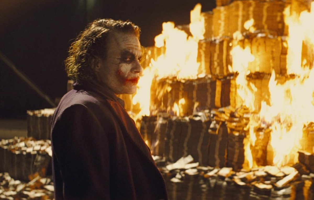 Heath Ledger as The Joker in The Dark Knight released in 2008. 