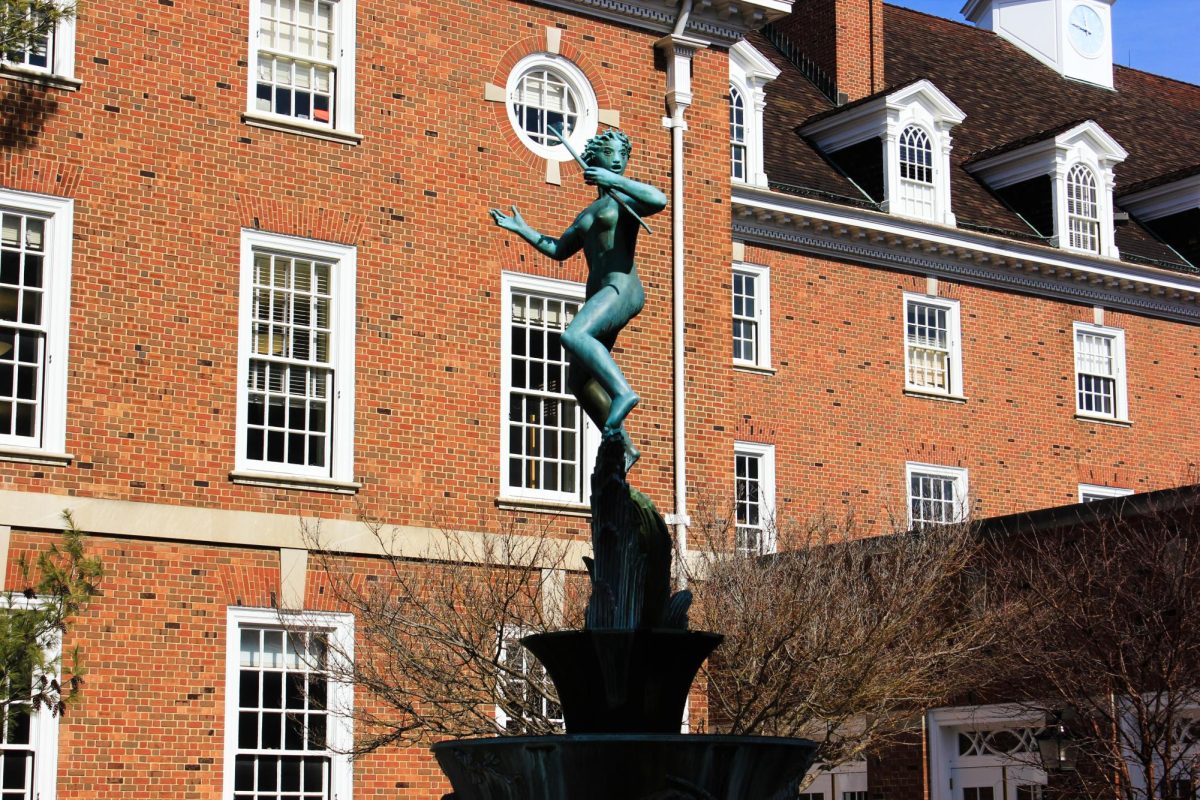 The Diana fountain sits outside the Illini Union, depicting Diana, goddess of the hunt, animals and fertility, on Feb. 29. The fountain sits on the west side of the building.