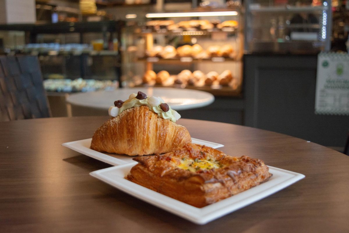 A matcha red bean croissant and sunrise croissant from BakeLab on Lincoln Avenue in Urbana.