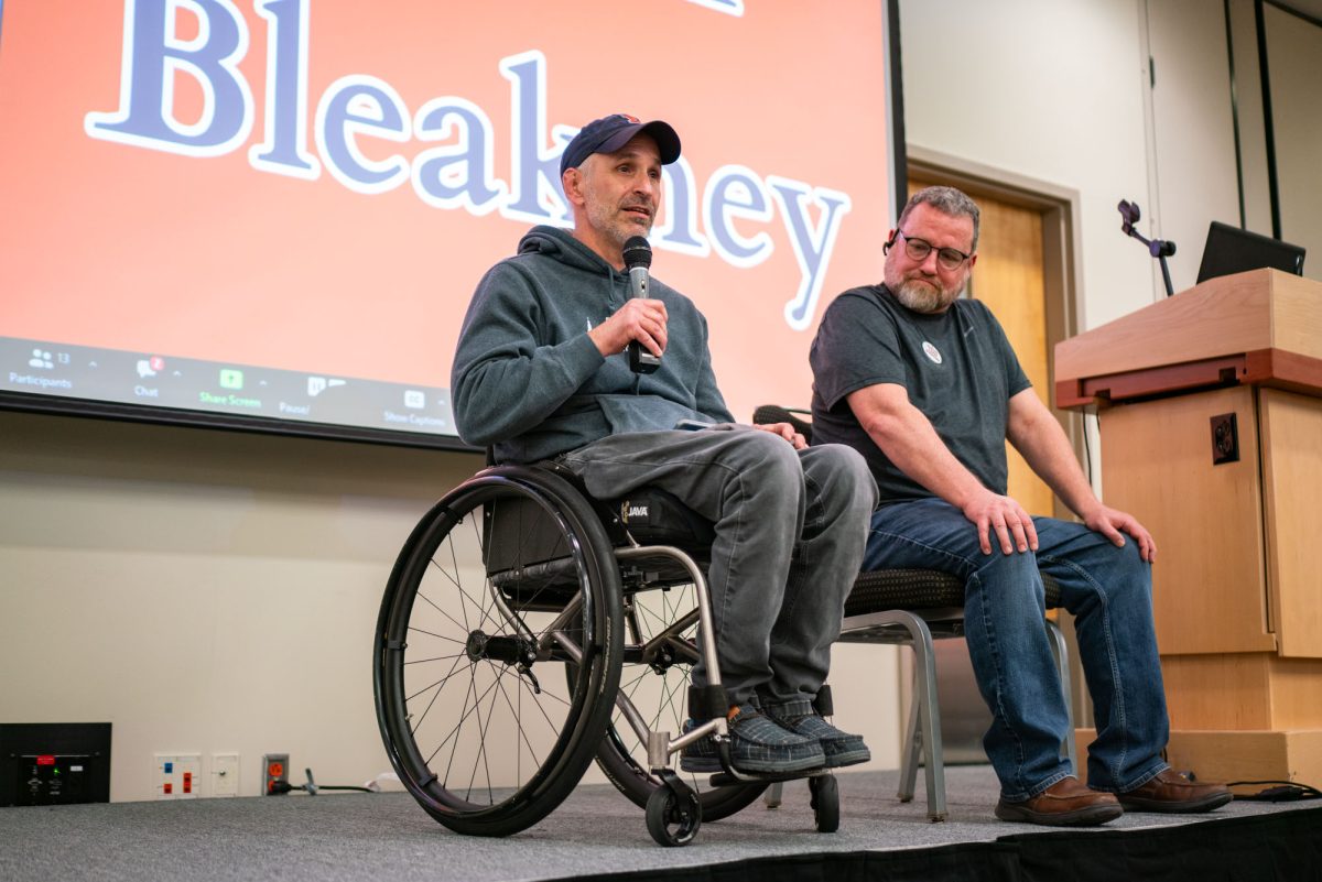 Paralympic Athlete Adam Bleakney shares his experiences during a Q&A session at SDRP on April 10.