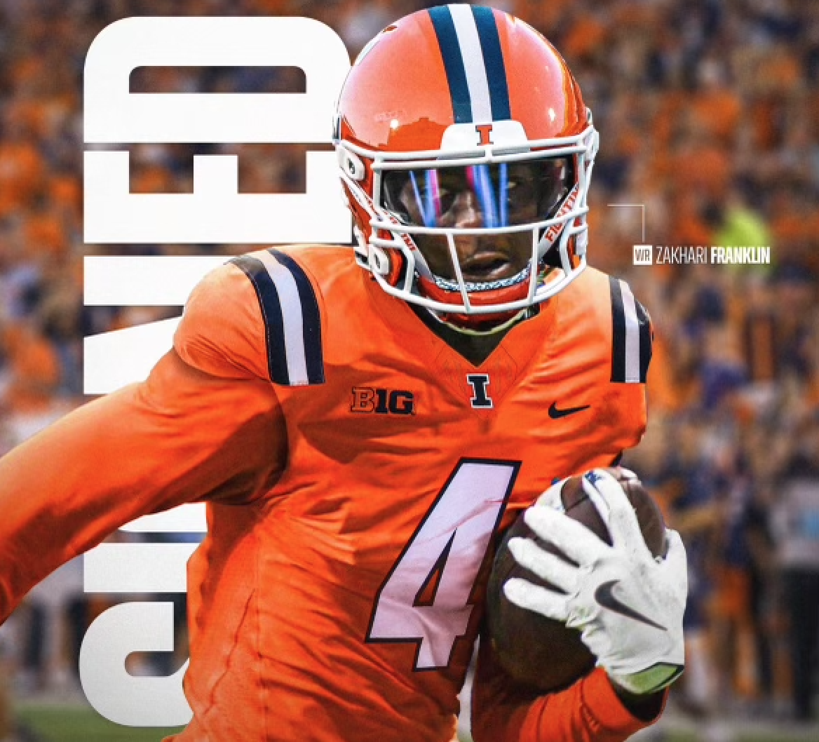 A+picture+of+Zakhari+Franklin+photoshopped+into+an+Illinois+jersey.+Franklin+will+join+the+Illini+this+fall+as+the+NCAAs+active+receiving+leader.