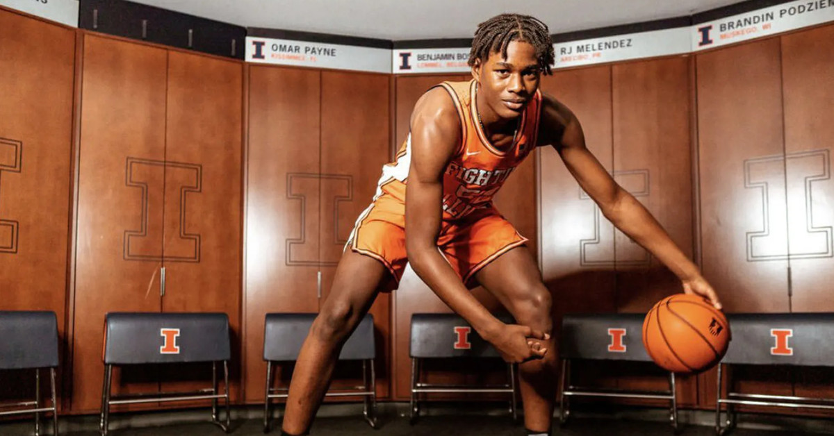 Morez Johnson during a visit to the University in October 2021. The 6-foot-8 forward will join the Illini as a freshman this fall.