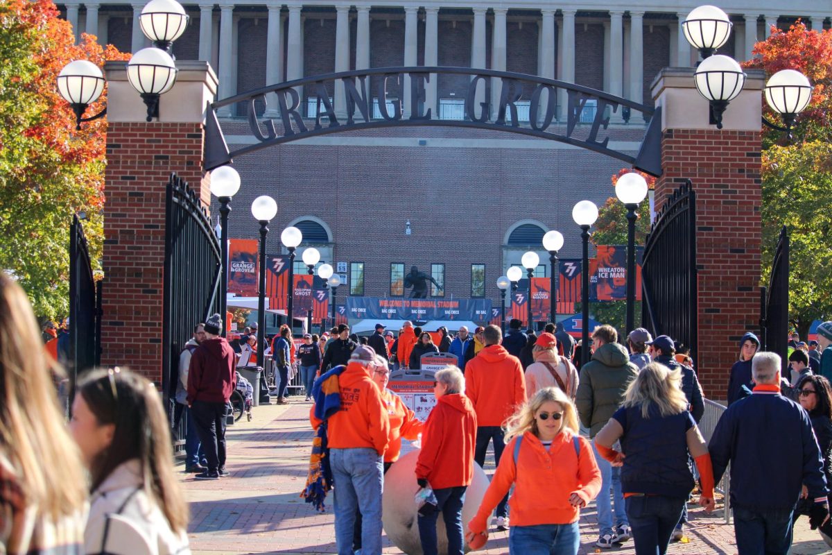 Grange Grove, in front of Memorial Stadium on Jan. 27, 2023. Memorial Stadium will host a movie night in collaboration with Busey Bank in August. 