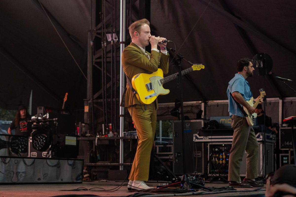 Lead vocalist of Two Door Cinema Club Alex Trimble performs with the rest of the band on the IHG stage on Aug. 4.