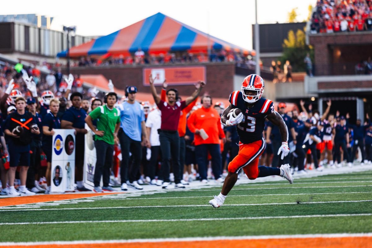 Running back Reggie Love III during the first quarter against Toledo on Sept. 2, 2023, starting off the first game of the season.