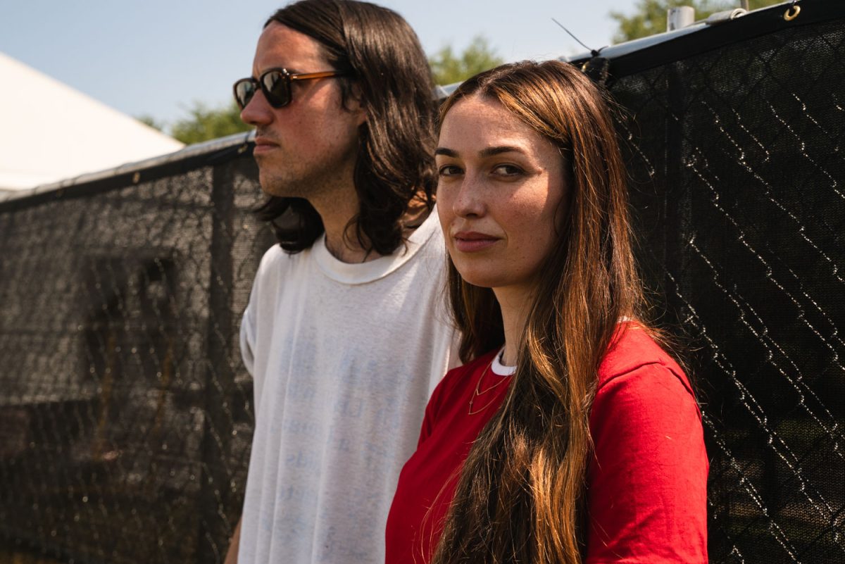 Brian Oblivion and Madeline Follin also known as Cults. 
The pop band played at Lollapalooza on Sunday.