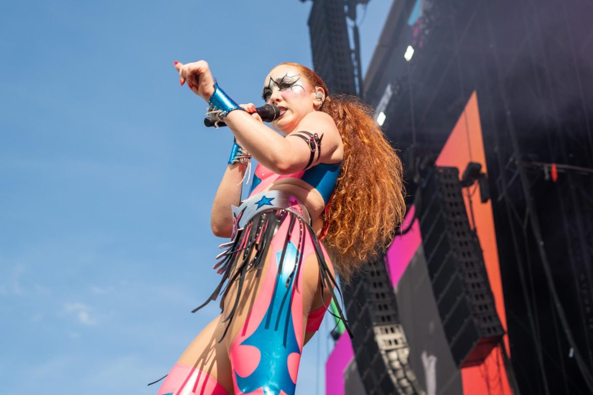 Chappell Roan, a relative newcomer to pop star status, performs to an enormous crowd at the T-Mobile stage on Aug. 1. Tens of thousands of people gathered en masse to see the performance, flooding all surrounding areas.