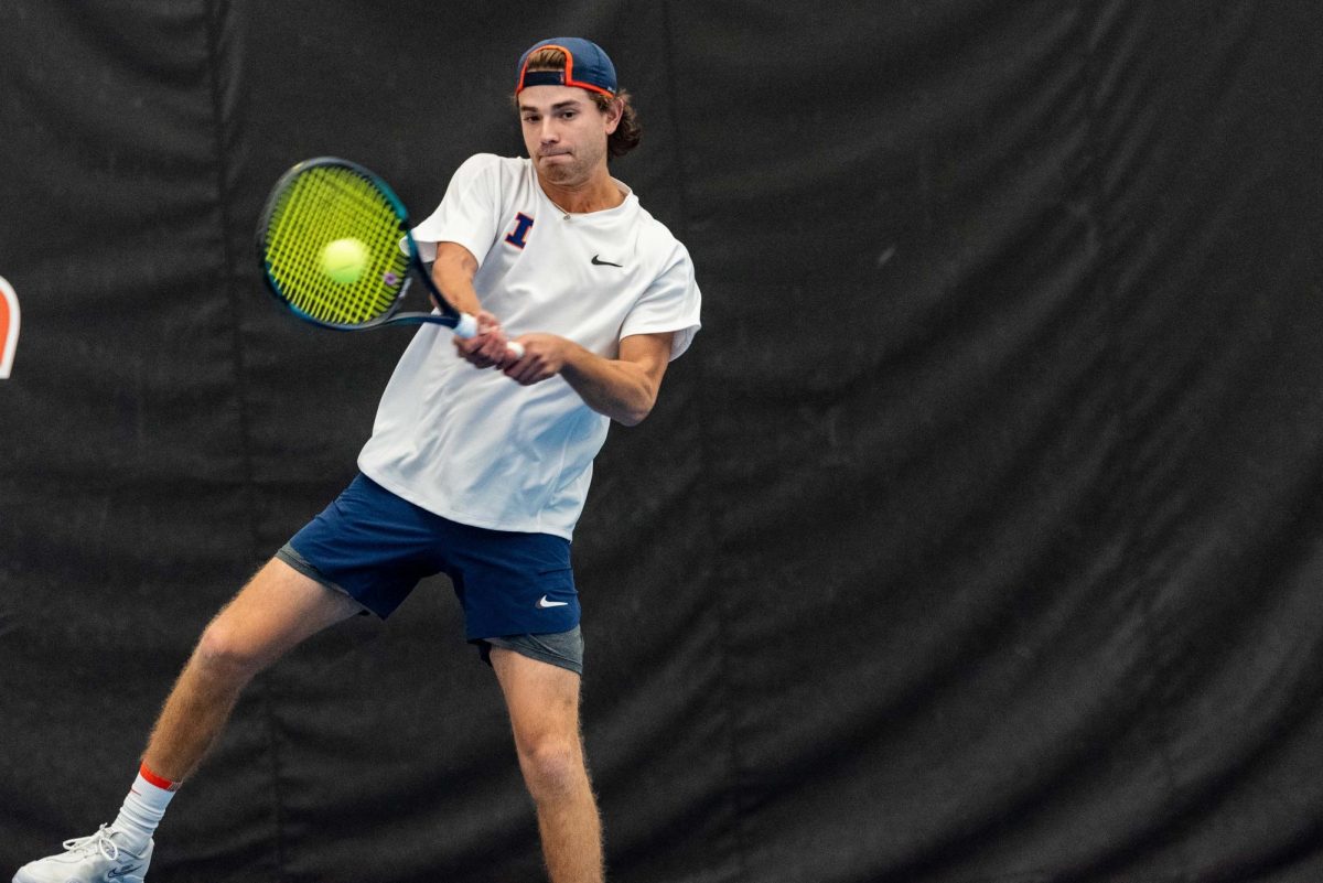 Nic Meister takes on the University of Central Florida in a tennis match at home on Friday, Feb. 10. 