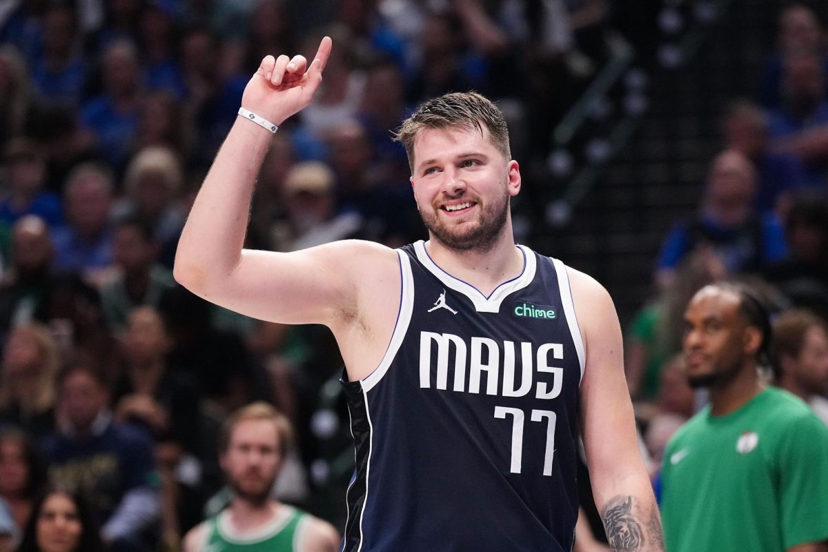 Dallas Mavericks guard Luka Doncic reacts after being called for a foul during the first half in Game 4 of the NBA Finals against the Boston Celtics on Friday, June 14, 2024, in Dallas.