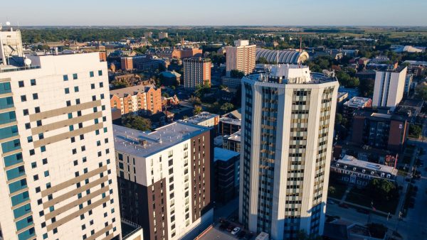 The Tower at Third, at 302 E John St, overlooking campus in Champaign.