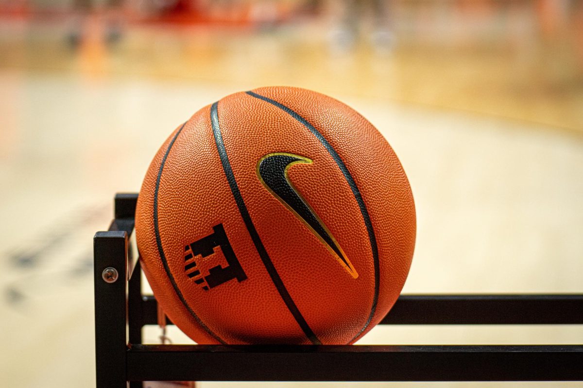 A basketball lays on a ball cart as Illinois practices before the game against Marquette on Nov. 14. 