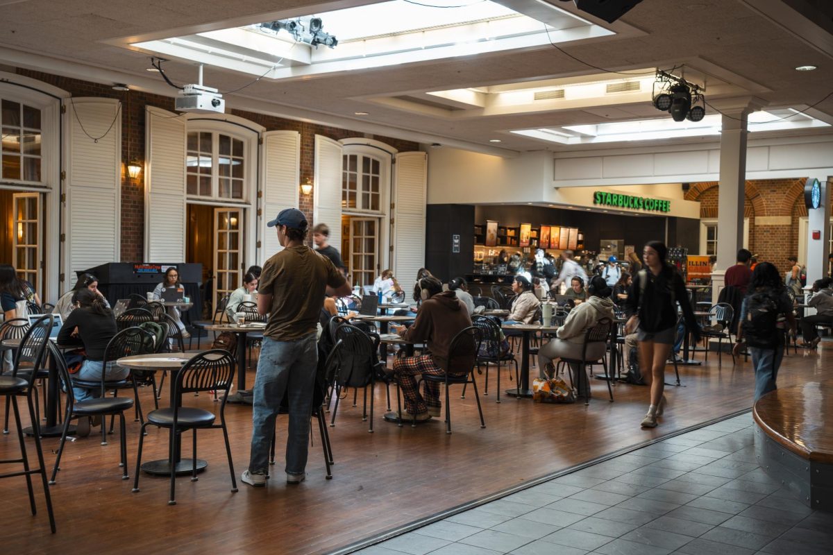 Students studying at the Courtyard Café located on the first floor of Illini Union on Oct. 2.
