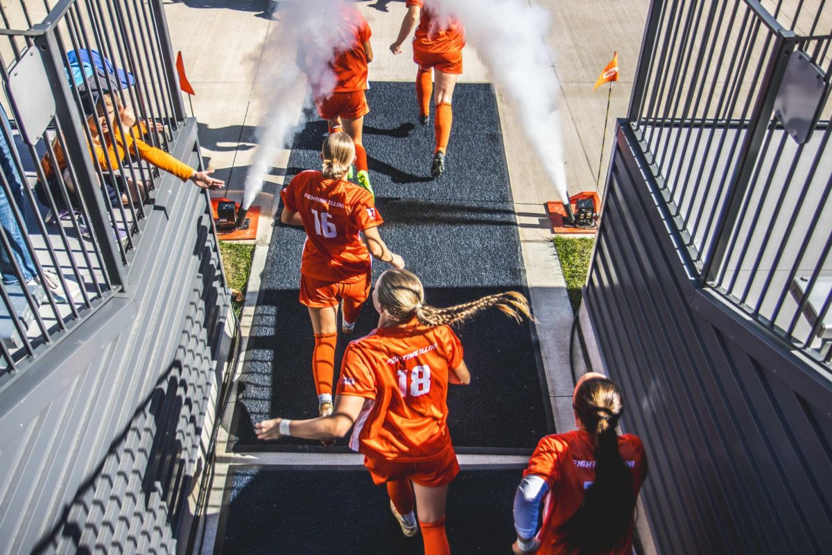 Illinois takes the field, ready to kick off the first half against Northwestern at Demirjian Park on Oct. 27. 