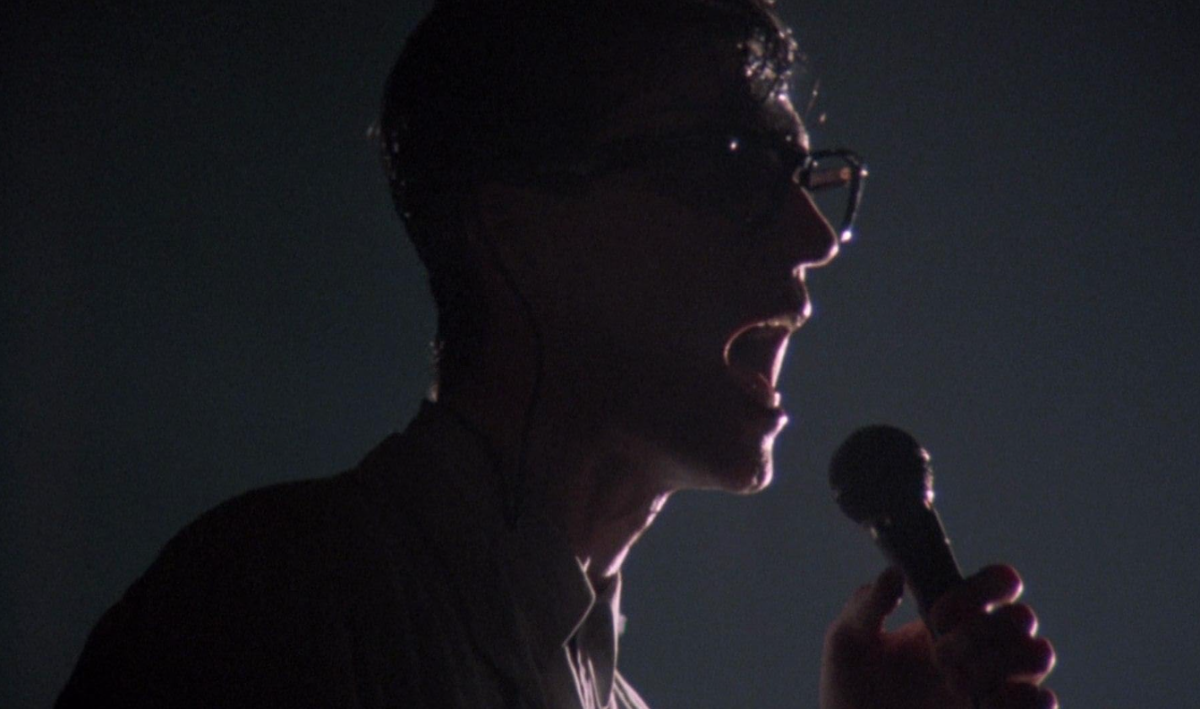 Still from 1984 live performance film “Stop Making Sense.”