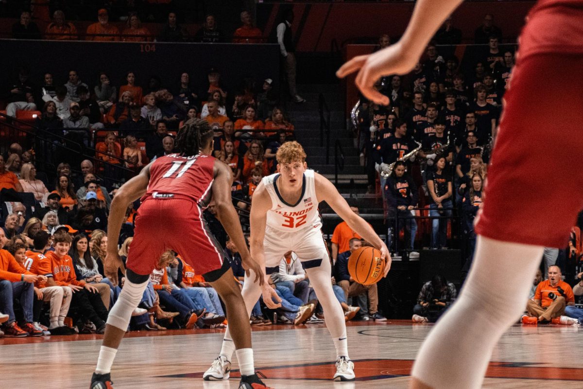 Freshman guard Kasparas Jakucionis brings the ball up the court against SIUE on Nov. 9.