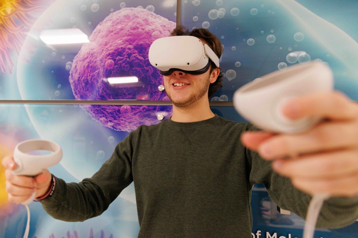 A student  is using a VR tool in room 216 of Burill Hall at the University of Illinois Urbana-Champaign on Nov. 22, 2024.