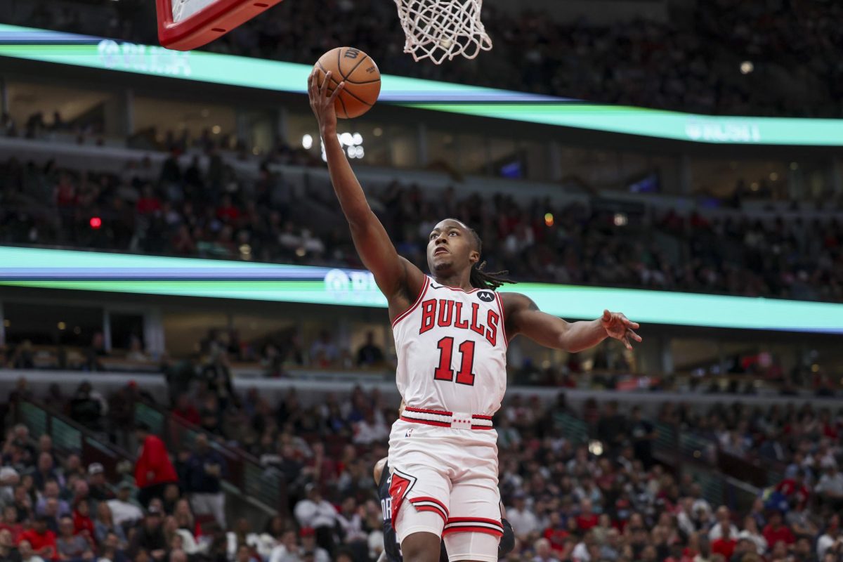 Chicago Bulls guard Ayo Dosunmu (11) goes up for a basket during the second quarter against the Orlando Magic at the United Center Wednesday Oct. 30, 2024, in Chicago. (Armando L. Sanchez/Chicago Tribune/TNS)