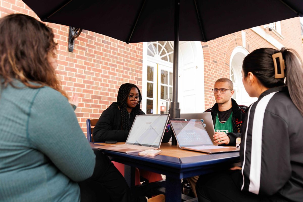 Senior Stephany Hernandez, junior Agnes Akenou, Luca Iasinschi, and Amanda Schultz discussed Illinois Global Review, the university’s first foreign affairs journal, at the Union on Nov. 17, 2024.