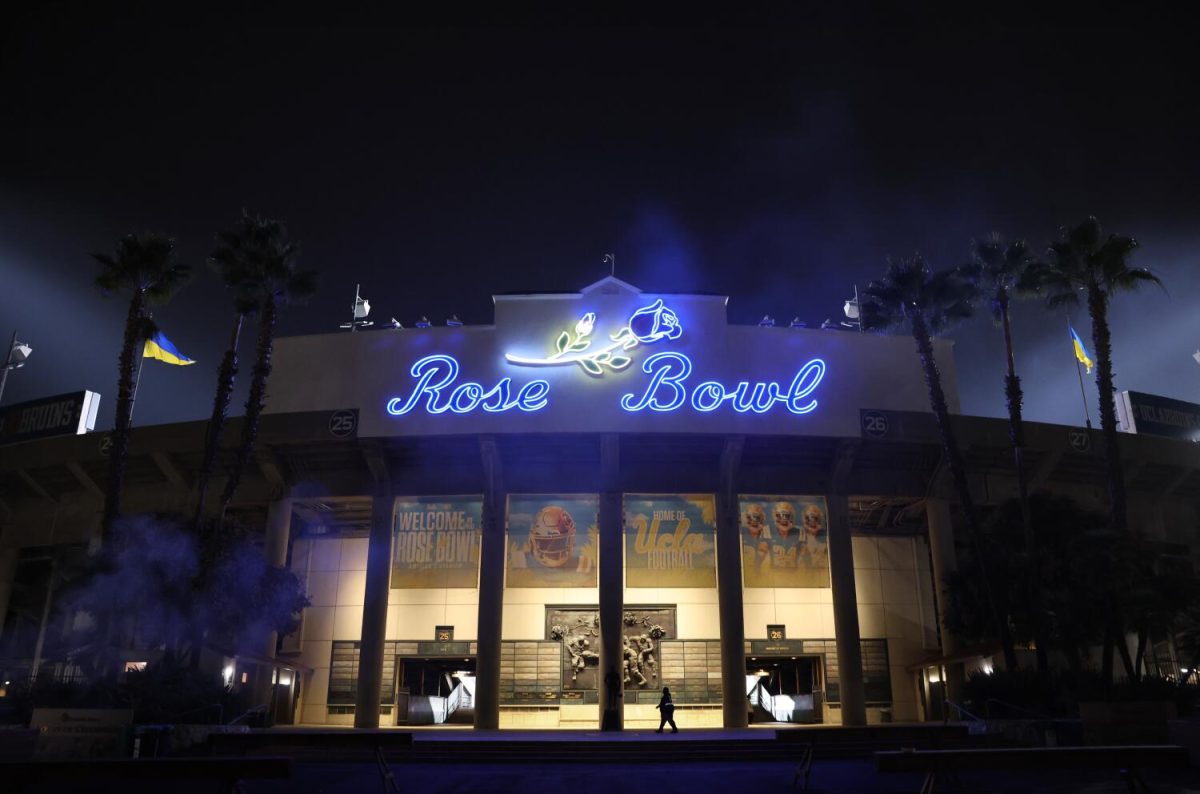 Pasadena, California November 23, 2024- A new sign is on display at the Rose Bowl as renovations have started on the stadium in Pasadena (Wally Skalij/Los Angeles Times)