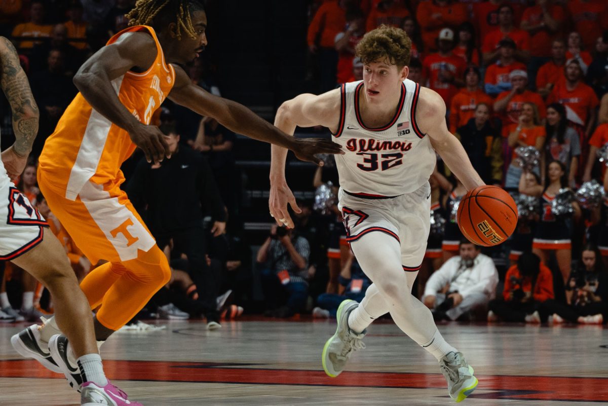 Freshman guard Kasparas Jakučionis drives to the line against No. 1 Tennessee at State Farm Center on Dec. 14.